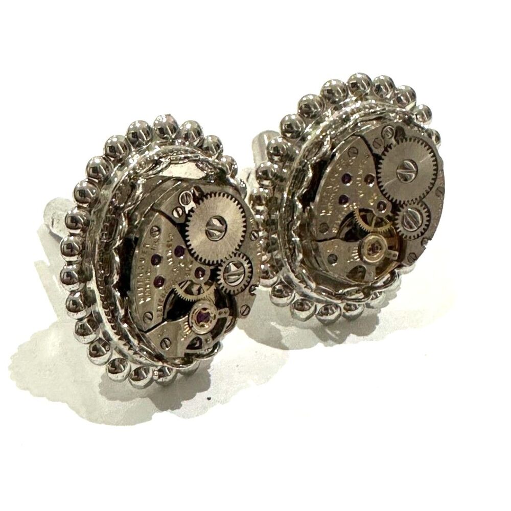 Steampunk Real Watch Movement Cufflinks - Vintage Gear Mechanism